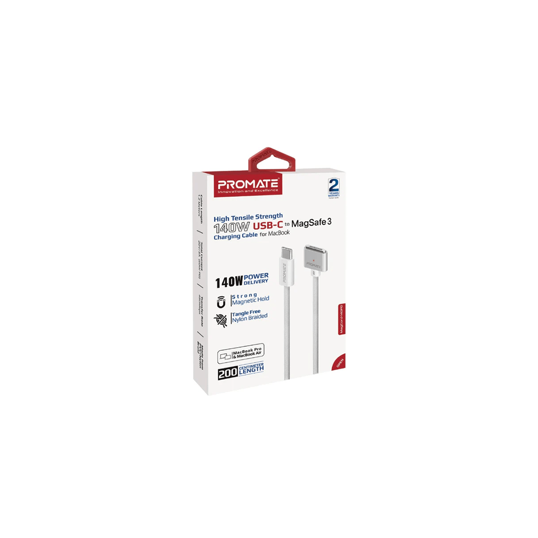 Promate MagCord-140PD High Tensile Strength 140W USB-C to MagSafe 3 Charging Cable for MacBook in Qatar Promate MagCord-140PD High Tensile Strength 140W USB-C to MagSafe 3 Charging Cable for MacBook in Qatar